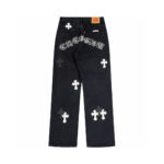 Chrome Hearts Monochrome Cross Patch Wide Leg Jeans Black