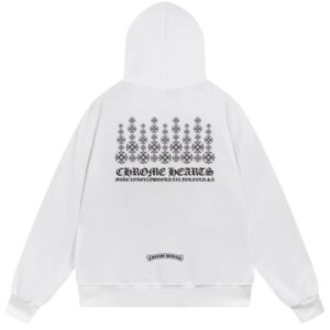 Chrome Hearts Cross Pattern Graphic Pullover Hoodie White